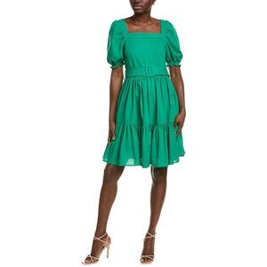 Bgl Womens Linen-Blend Mini Dress, Green